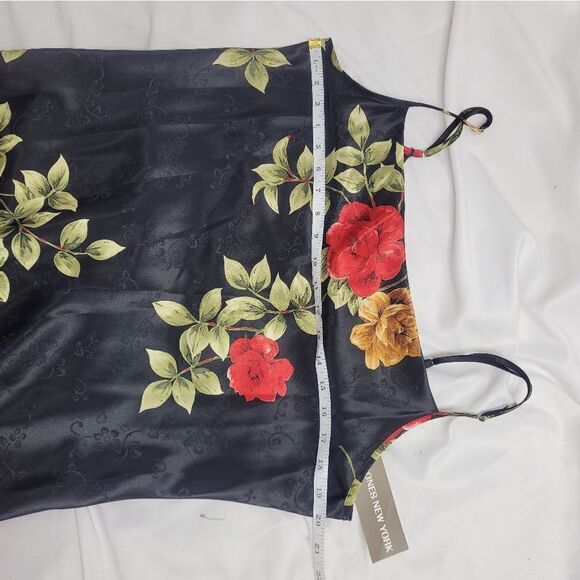 NEW VINTAGE 90s deadstock black dark floral nightgown and robe M - Picture 7 of 11